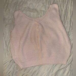 Baby Pink Cropped Knit Sleeveless Top